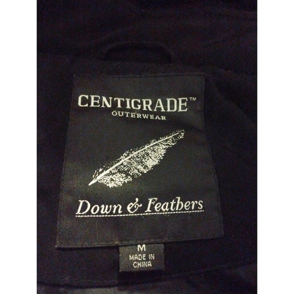 Down Feather Coat Centigrade Outwear Black Puffer Style Detach Hood Zip & Snap M - Picture 4 of 14